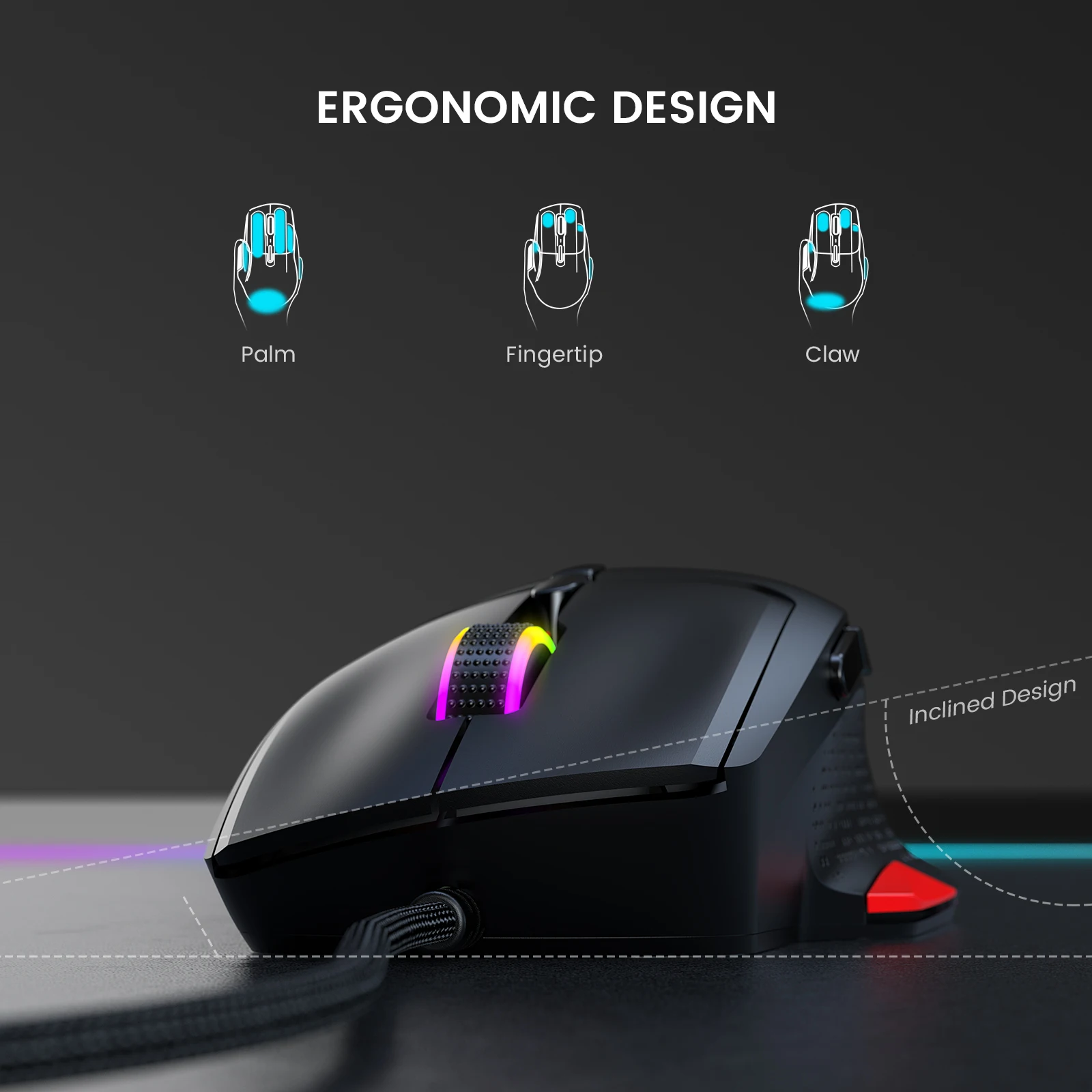 EKSA проводная USB ПК игровая мышь 12000 DPI RGB легкая Мышь Компьютерный Настольный