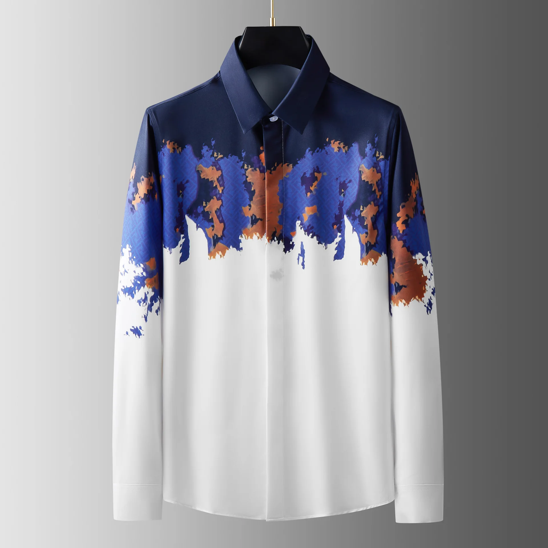 

2022 Fashion Digital Printing Shirt for Men Autumn Long Sleeve Casual Business Dress Shirts Social Party Tuxedo Camiseta Hombre