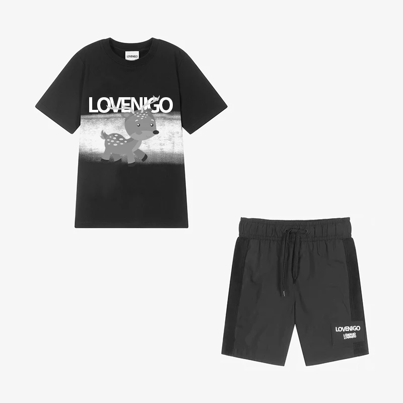 

Детская футболка-шорты NIGO с надписью От 3 до 14 лет Deer, летний повседневный костюм # nigo37825