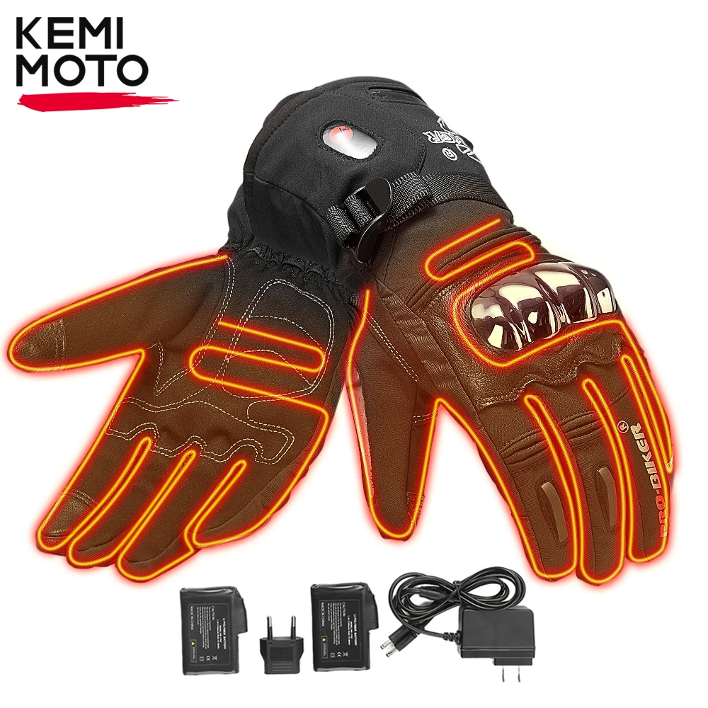 Heated Motorcycle Gloves Winter Warm Moto Heated Gloves Men Women Waterproof Snowmobile Electric Heating Thermal Touch Screen