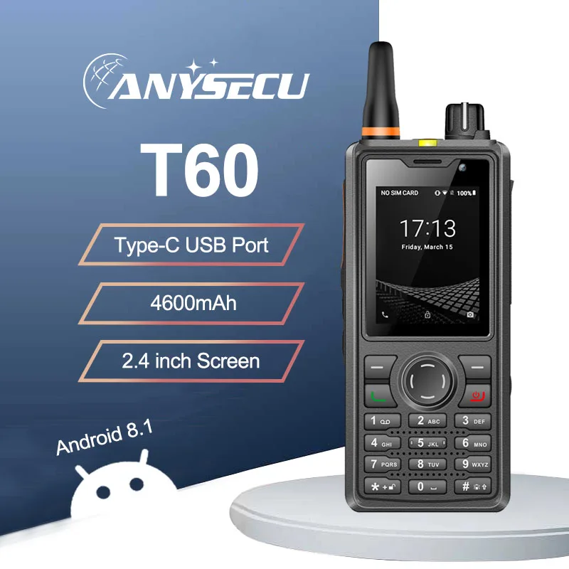 Сетевое радио Anysecu 4g T60 Wi-Fi Gps Lte Wcdma Gsm Poc Radio F41 разблокировано совместимое с Zello Real-pt