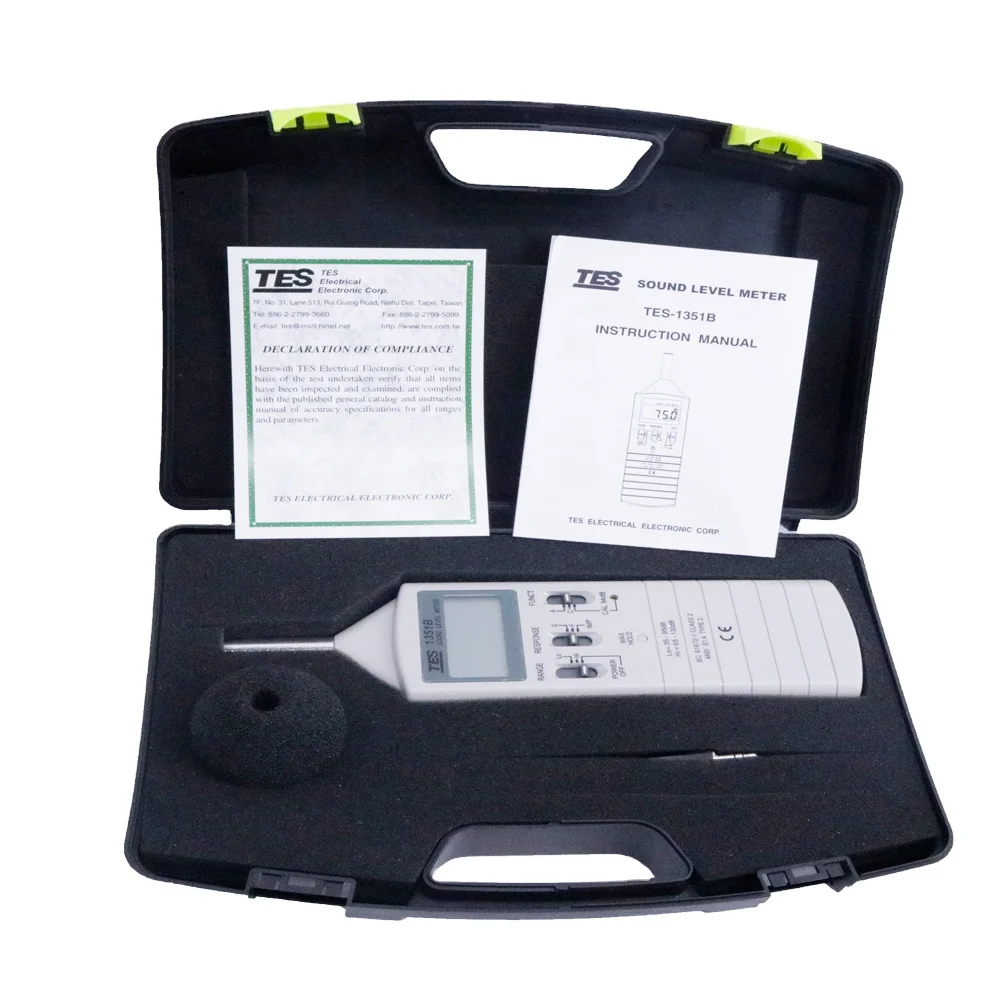 

TES-1351B Digital Sound Level Meter Noise Meter 0.1dB Resolution Frequency Range31.5Hz to 8KHz