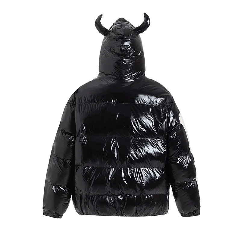 Мужские индивидуальные пуховые парки в стиле хип-хоп с вышивкой скелета уличное