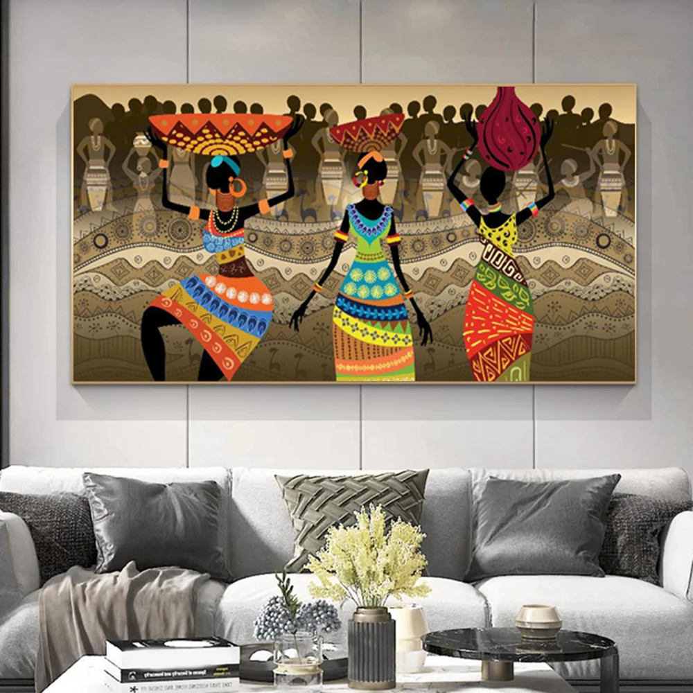 

Abstract Africa Art Dancing Woman Canvas Painting Color Girl Posters Prints Wall Art Picture for Living Room Decor Cuadros