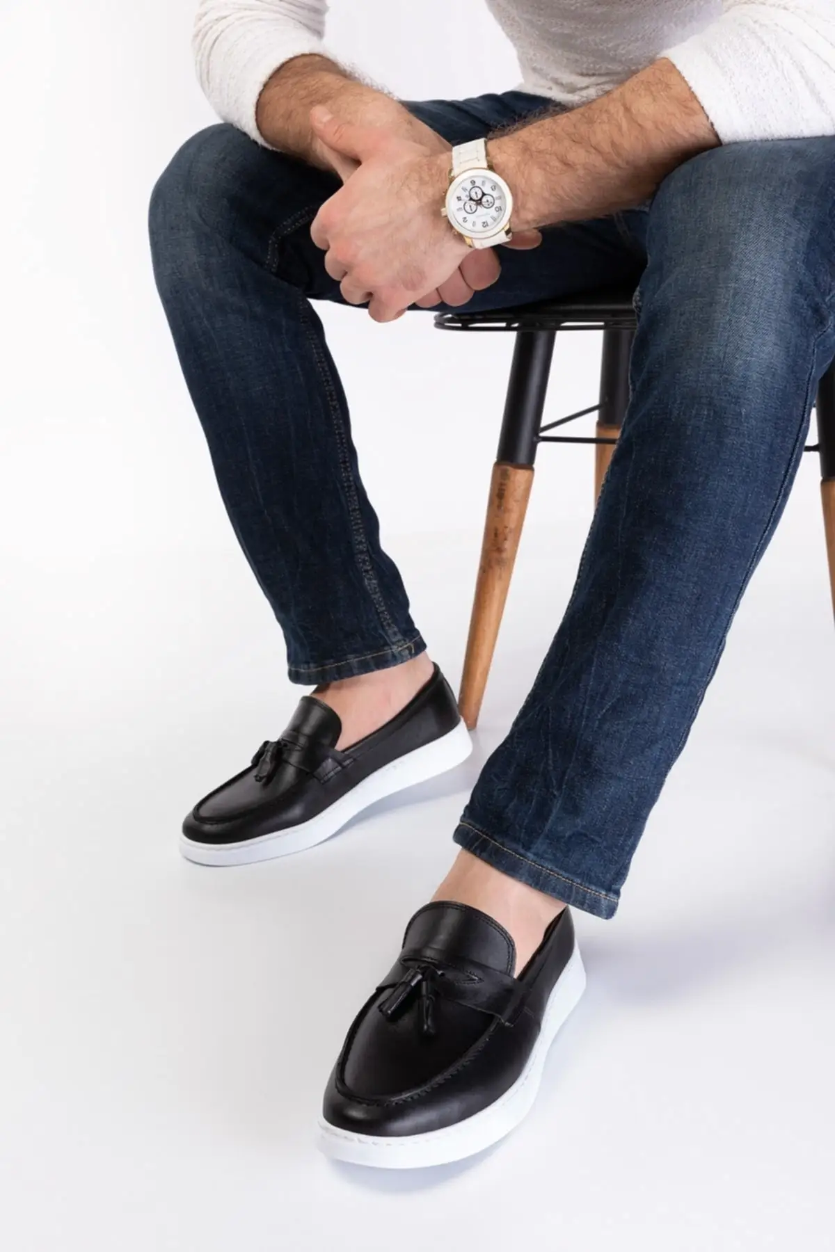 

Мужская обувь из натуральной кожи, белая подошва, классные комфортные классические повседневные стильные мужские лоферы, удобная обувь