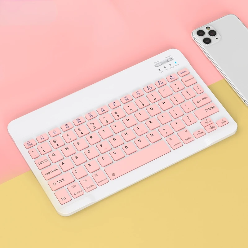

Bluetooth Pink Keyboard Silent For iPad Surface Tablet Laptop Wireless 78 Keys Portable Keyboard Mute Mini Size Office Keyboard