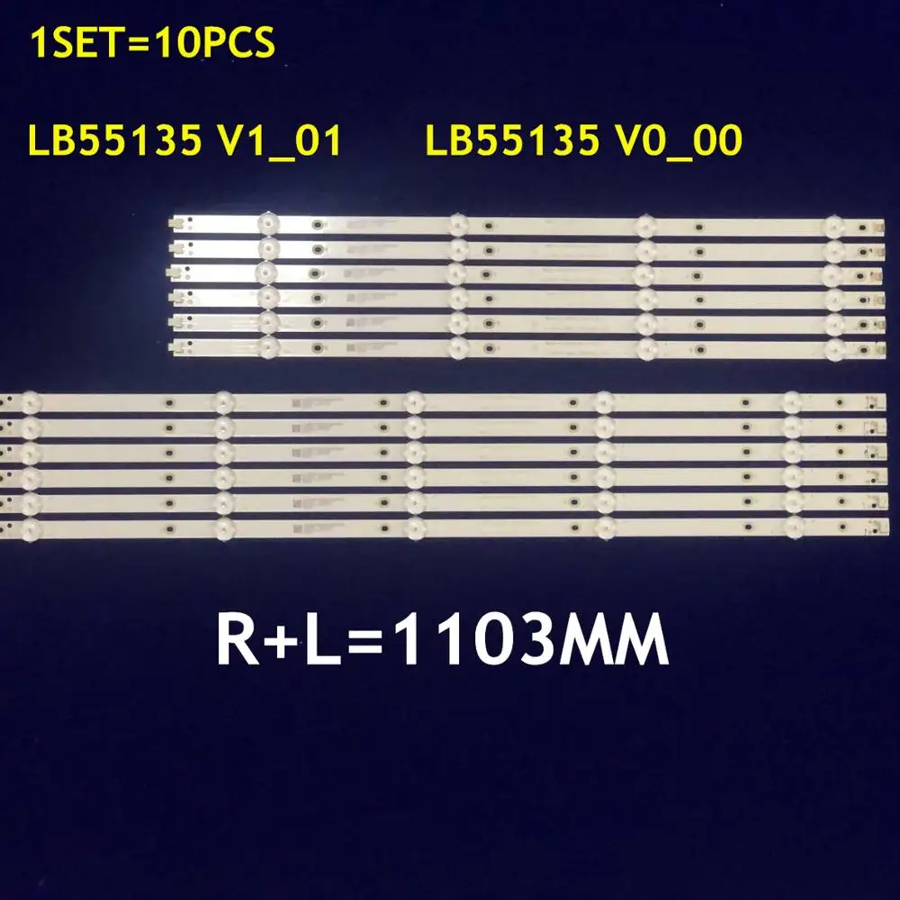 10 комплектов светодиодной ленты для подсветки LB55135 V1_01 LBM550M0501-PJ-4(L) LBM550M0401-PK-5(R)
