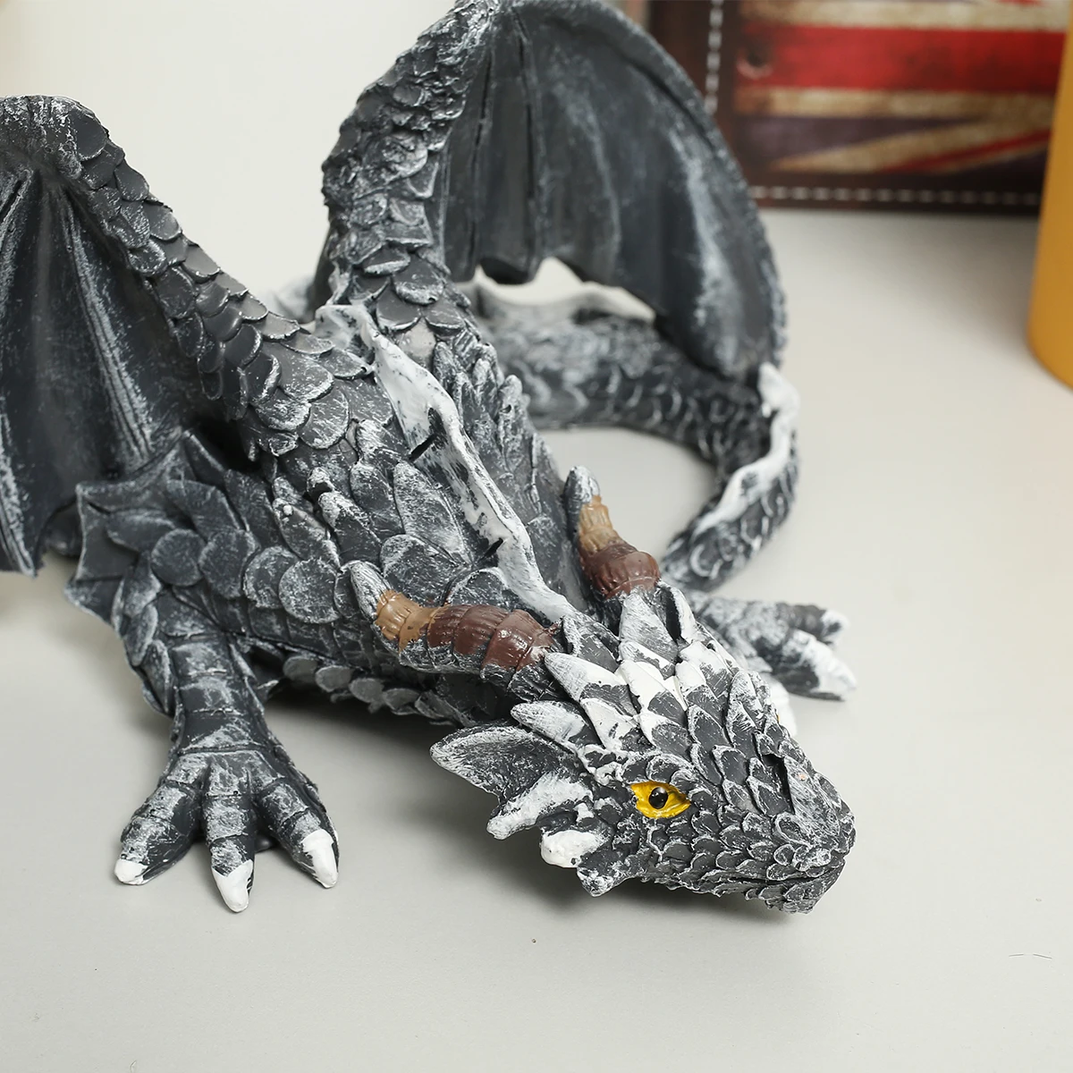 

Garden Big Squatting Dragon Sculpture-Dragon Guardian Statue Garden Dragon Sculpture Statue Outdoor Decoration Gothic Dragon