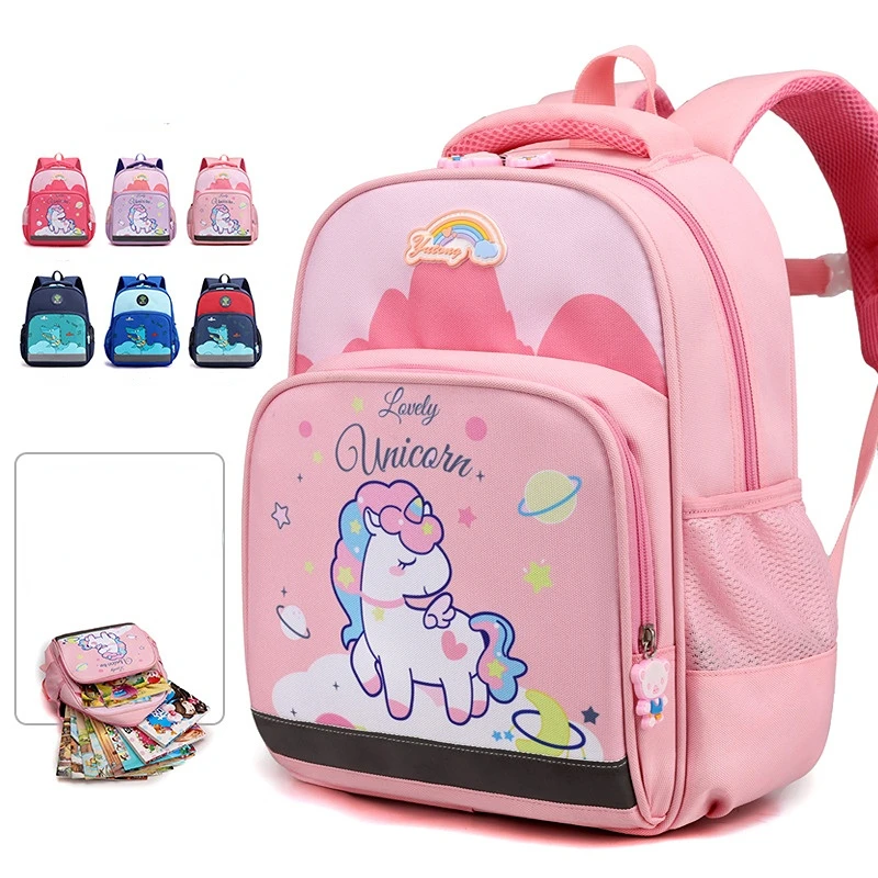 2023 New Fashion Cartoon Lovely Unicorn Dinosaur Kids Backpack for 1-3 Grade Light Ridge Protection Load Reduction Backpacks