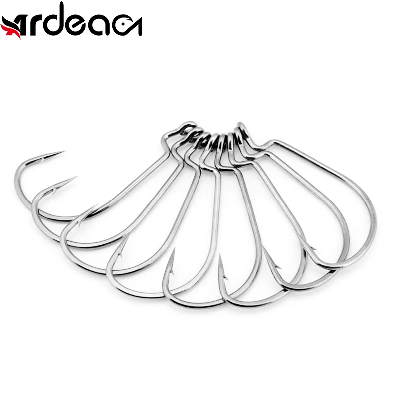 

ARDEA Big Rings Carbon Steel Crank Hooks Offset Fishing Hook 20pcs 1#2#1/0#2/0#3/0# Wide Super Lock Fishhooks With Hole Tackle
