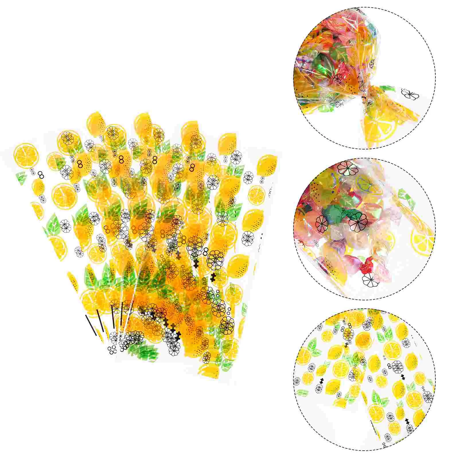 

250pcs Lemon Pattern Candy Storage Bag Candy Treat Package Gift Organizer Bag