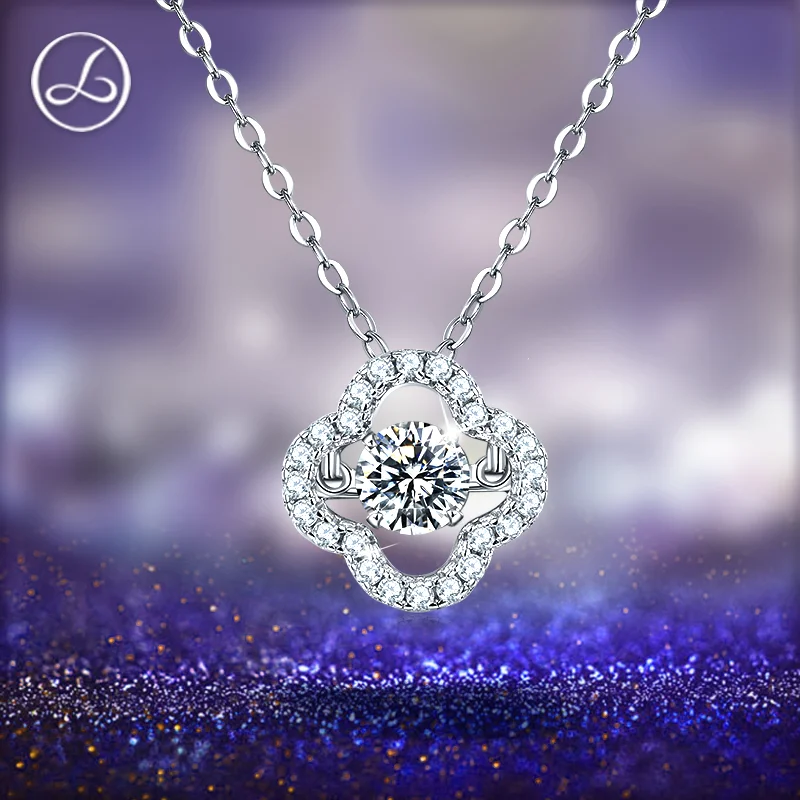 

1.0 Ct Real Clover Moissanite Pendant Necklace For Women Top Quality 100% 925 Sterling Silver Wedding Party Bridal Fine Jewelry