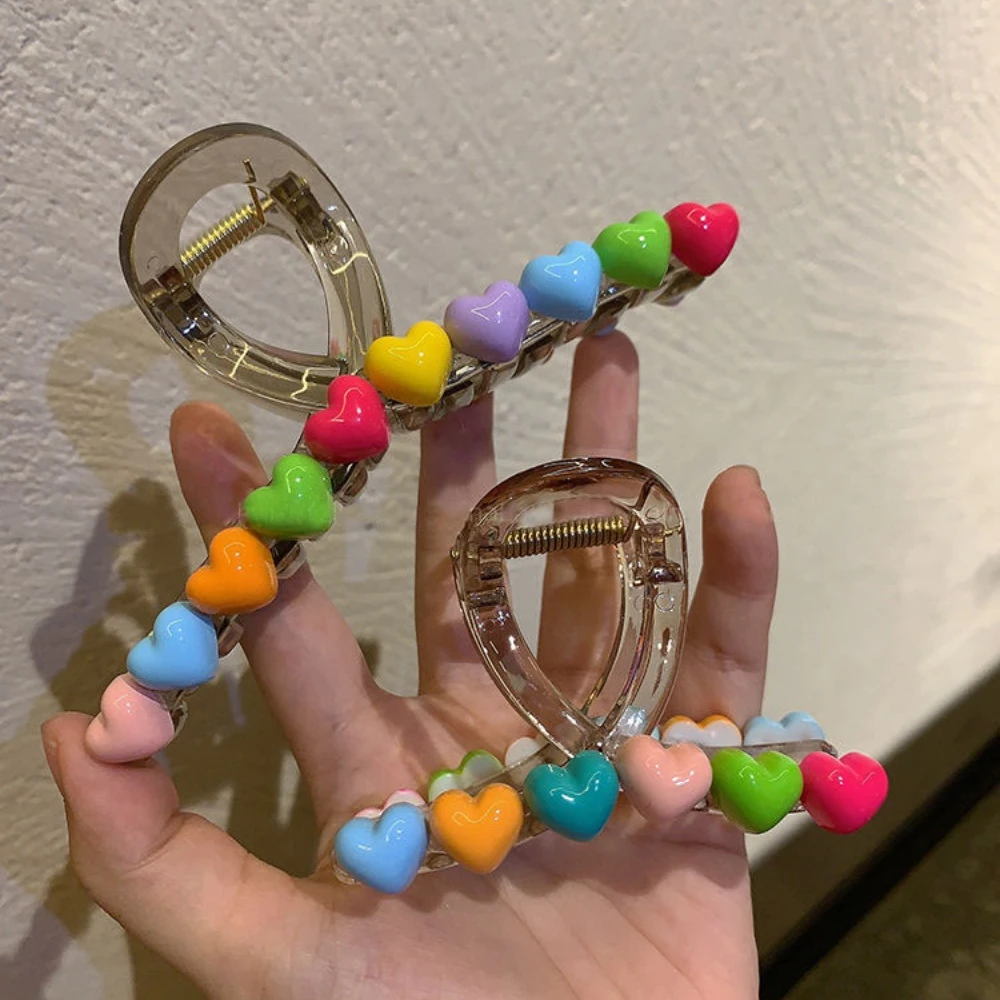 Красивая девушка ~ Красочная любовь захват зажим милая сердце назад для волос