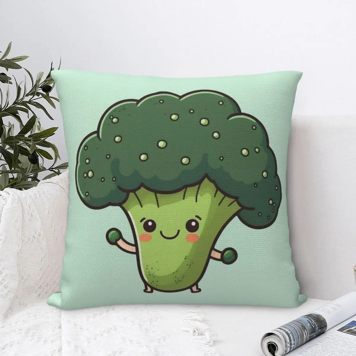 

Cute Broccoli Square Pillowcase Cushion Cover Comfort Pillow Case Polyester Throw Pillow cover For Home Bedroom Car
