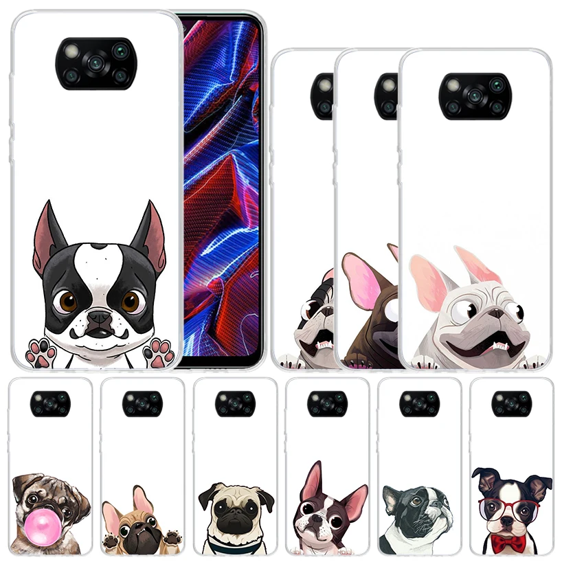 

Pug Dog French Bulldog Soft Cover for Xiaomi Poco X5 Pro X4 Gt X3 Nfc M5S Print Phone Case M4 M3 M2 F3 F2 F1 Mi Note 10 Lite Coq