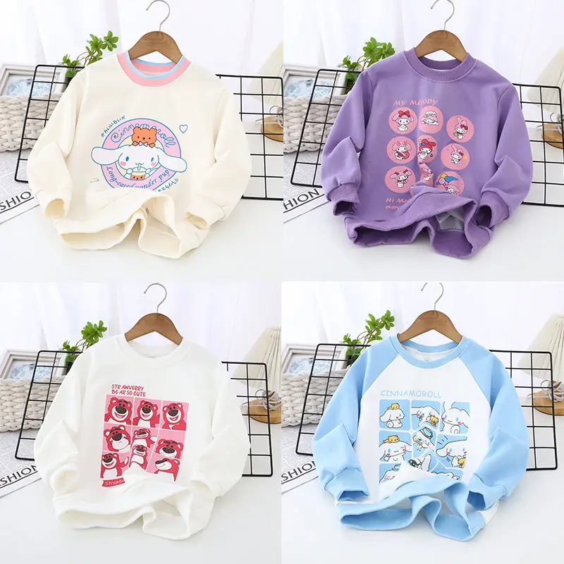

Spring Autumn Kawaii Anime Sanrio Cinnamoroll Baby Long Sleeve T-Shirt Cute Cartoon Kuromi My Melody Printed Clothes Kids Toys