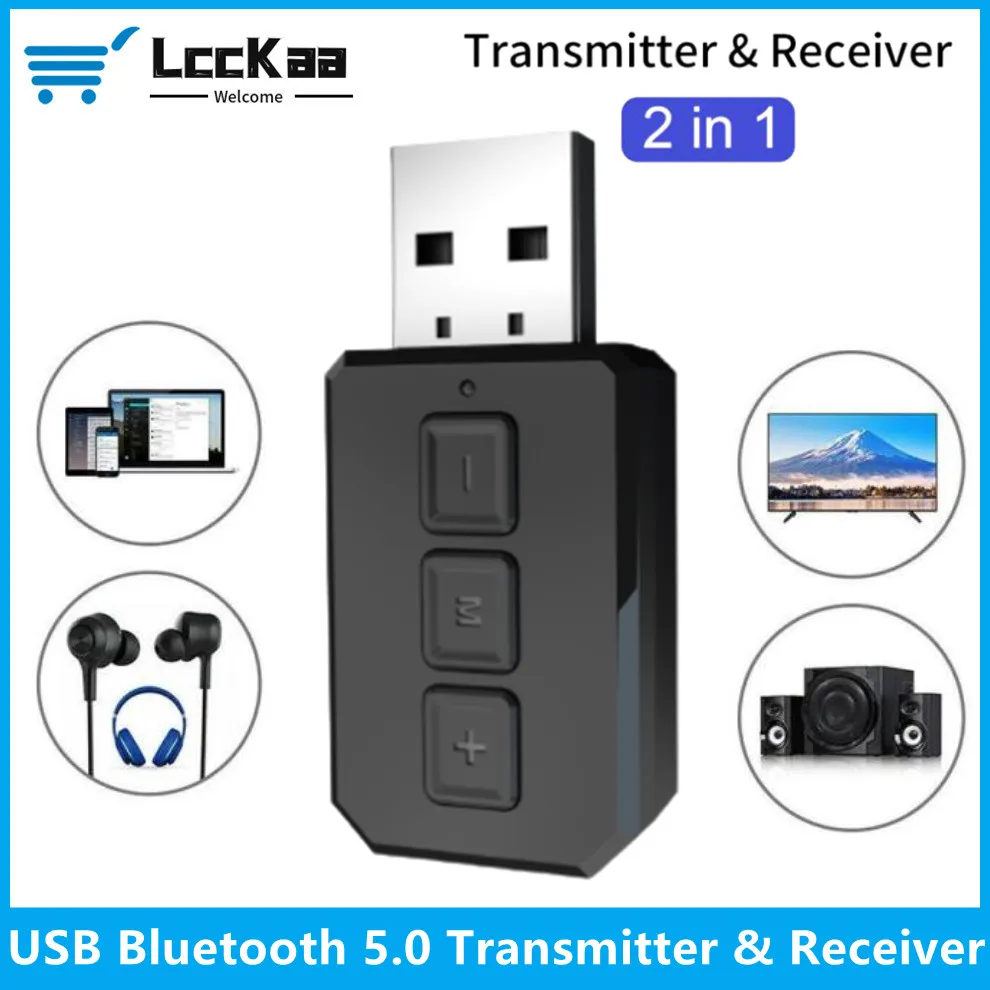 LccKaa USB Bluetooth 5 0 передатчик приемник 2 в 1 беспроводной аудио адаптер с кабелем 3 мм