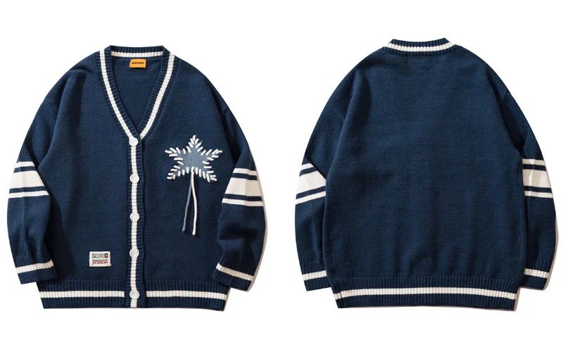 

Mens Cardigan Streetwear Star Striped Knitted Jumpers s 2023 Autumn Harajuku Casual Sweater Coats Jacket