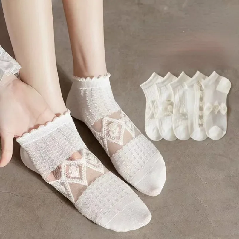 

5 пар/партия, женские короткие носки с принтом