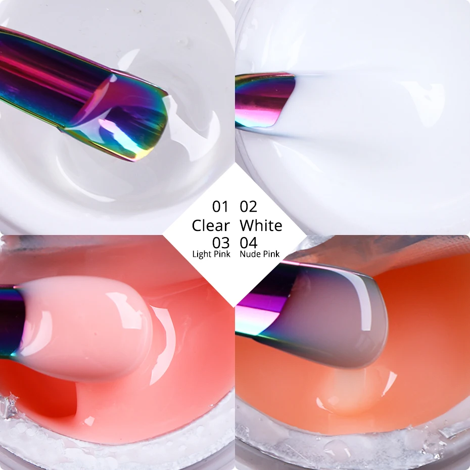 Маникюрный набор для наращивания ногтей розовый УФ-гель с кисточкой быстрое