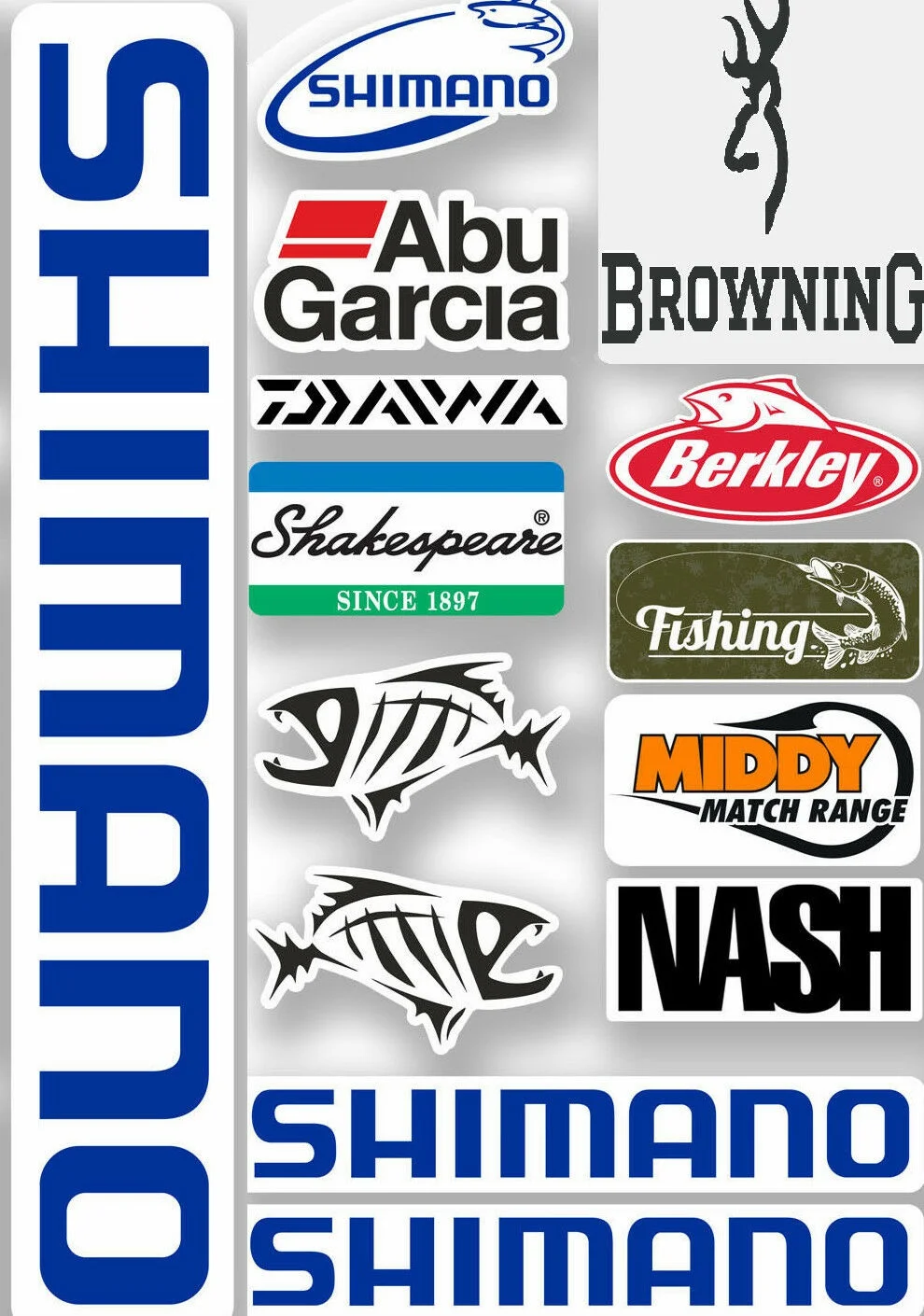 

For 1Set Fishing Stickers Fox Abu Daiwa Nash Tackle Box Decals Ideal Top Lap Etc