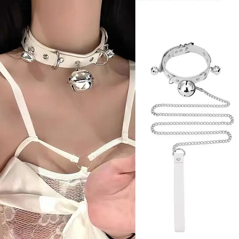 Lolita Accessories Bell Collar Neck Strap Leash Dog Chain Ring SM Choker Necklace