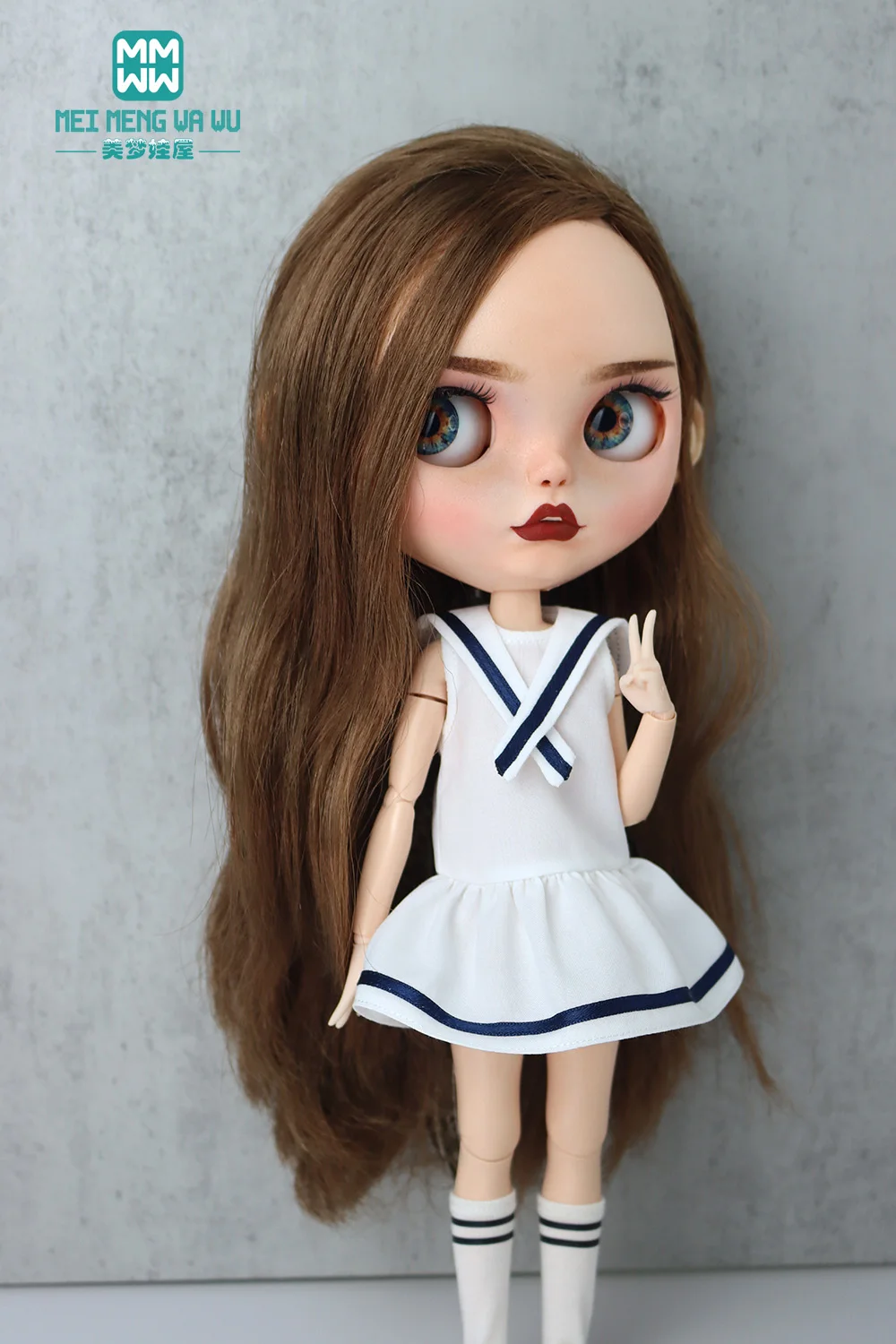 

Blyth Doll Clothes Azone OB23 OB24 1/6 Doll Accessories Fashion Denim Skirt School Uniform Skirt Sailor Suit