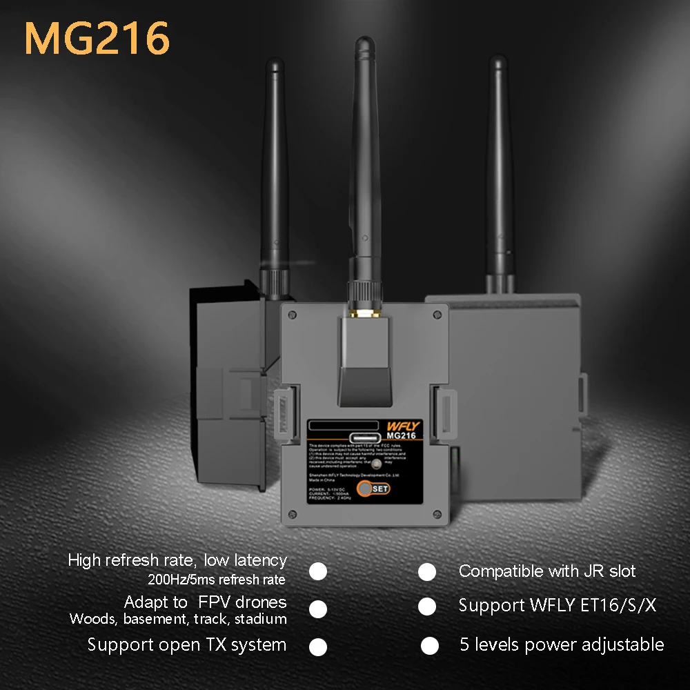 

WFLY MG216 2.4GHz Compatible ET16S Radio Low Latency Long Range TX Module with RG202Pro RG202Mini Receiver Support OTA OTX TBS