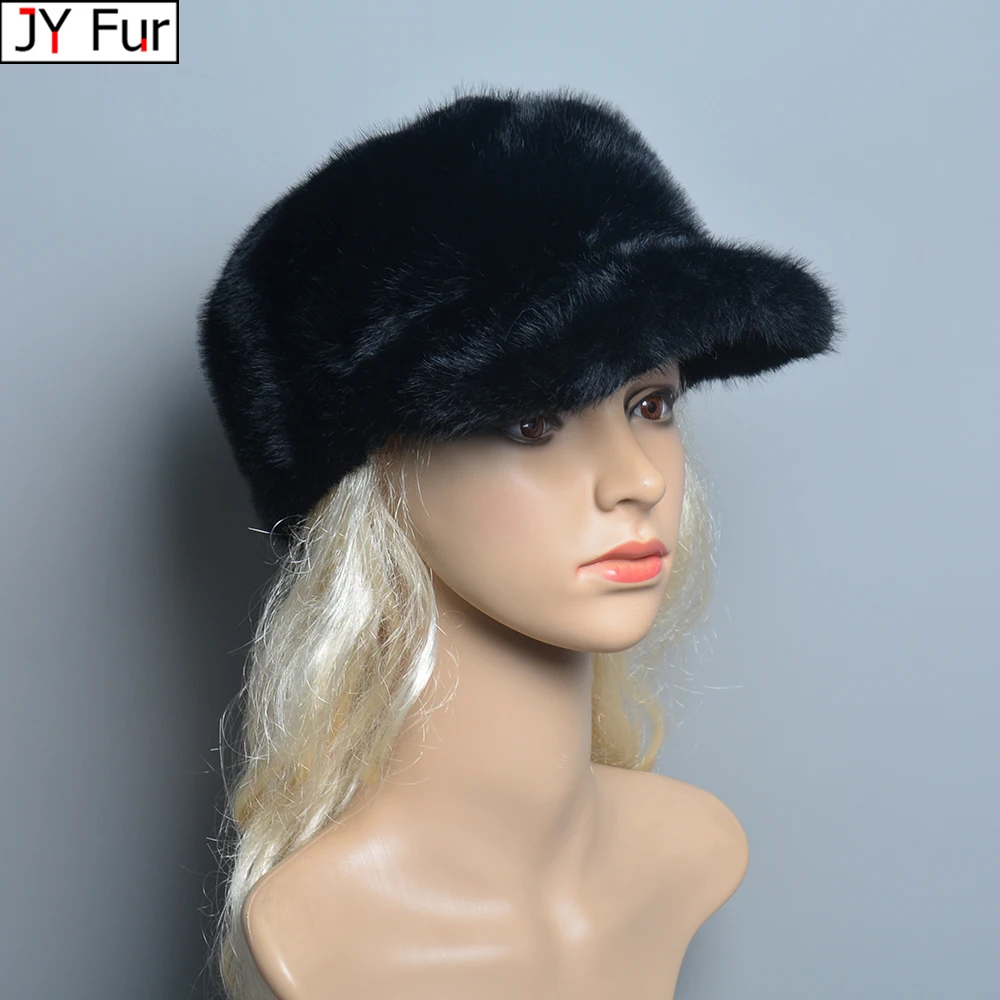 

2023 False Fashionable Brand Visors Artificial Caps Mink Fur Hats For Women Warm Russian Winter Hat Luxurious False Mink Fur Cap