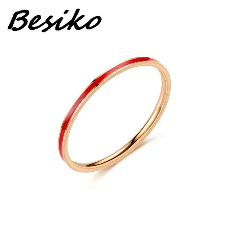 Besiko Простое модное 1 мм тонкое титановое стальное кольцо для пары с капающим