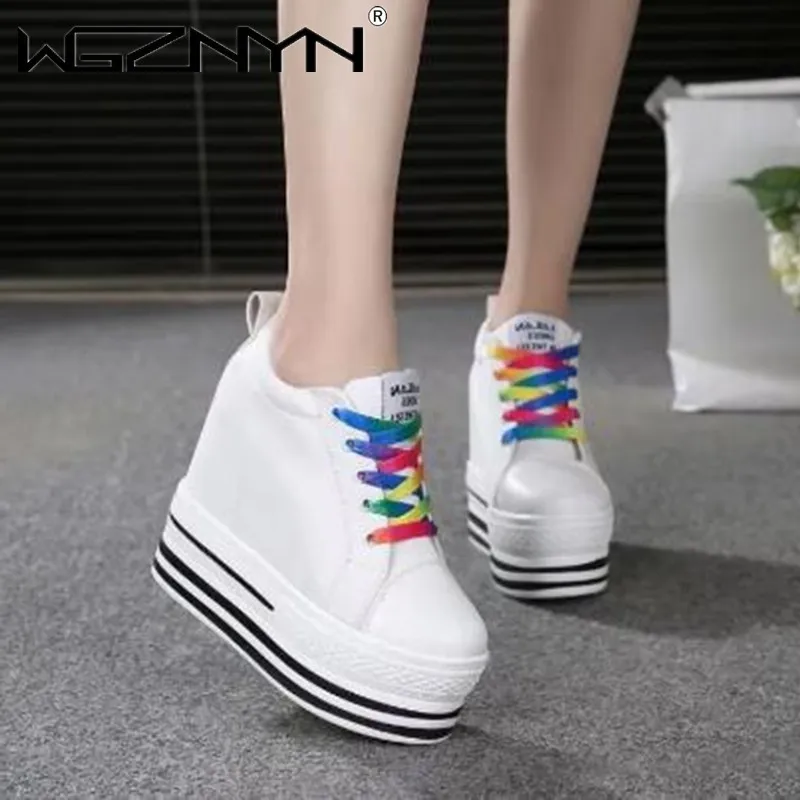 Женские холщовые туфли на танкетке 12 см женская повседневная обувь со скрытым