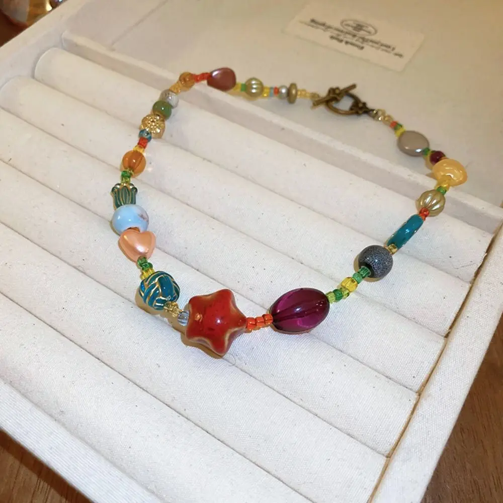 Fashion Butterfly Y2K Naszyjnik z dopaminą Słodki kolorowy koralik Łańcuch obojczykowy Koreański styl choker Codzienny