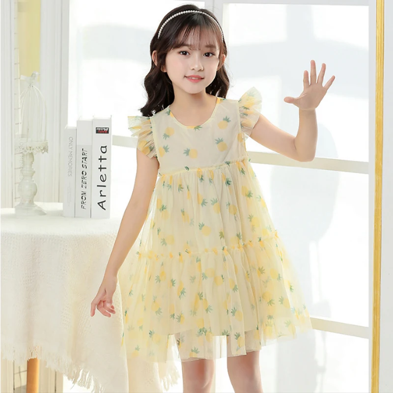 

Girls Mesh Dress Girls Summer Dress 2022 New Printing Children‘s Princess Dress Recommended For Ages 3 To 8