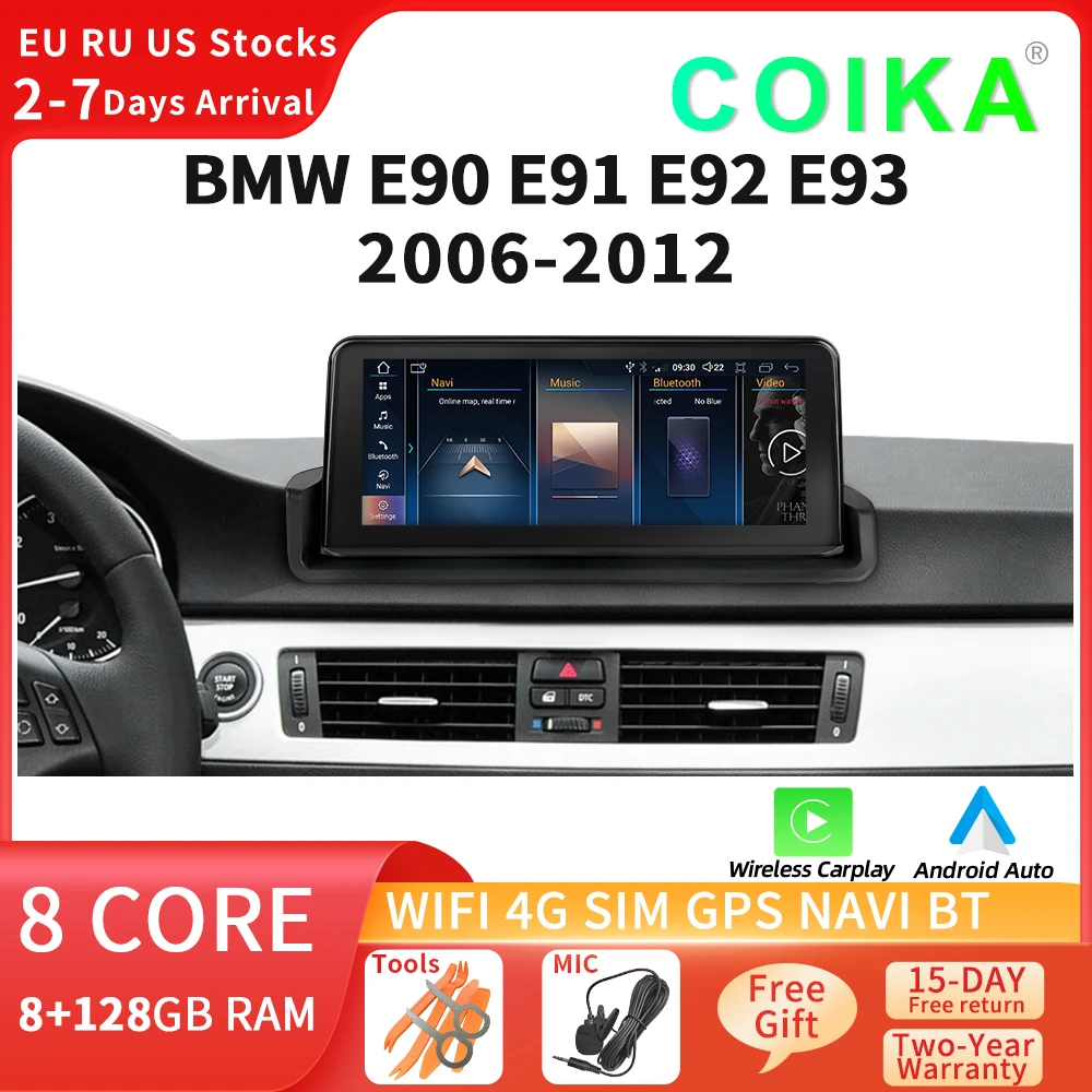 

8 Core Car Radio Stereo For BMW E90 E91 E92 E93 Android 12 System WIFI SIM Carplay Auto GPS Navi Multimedia Player
