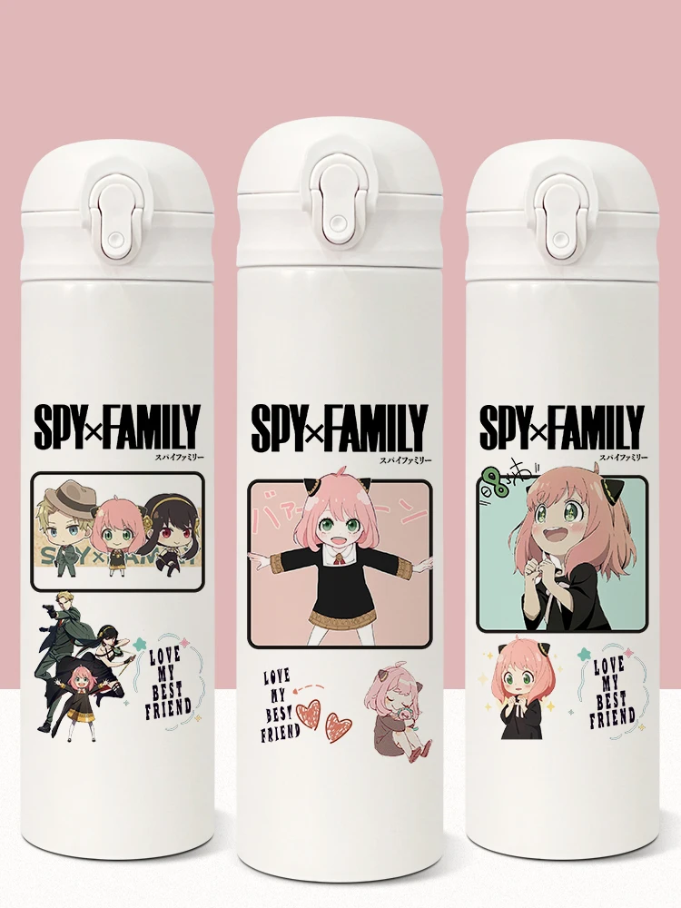 

500ML Cute Stainless Steel Milk Coffee Thermos Japan Anime Spy X Family Anya Forger Yor Forger Thermos Cup