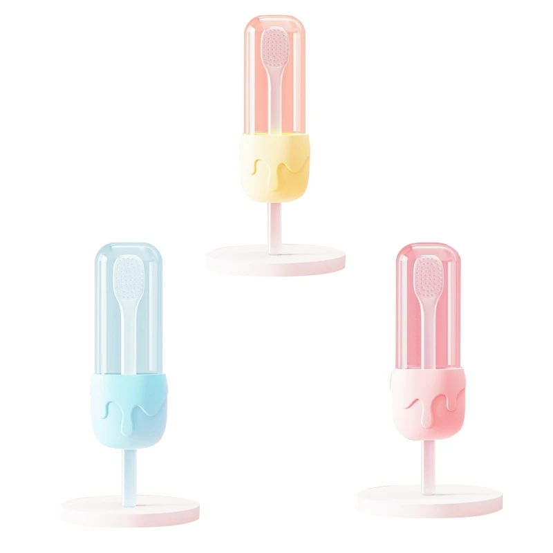 

Double Sided Baby Toothbrush Soft Silicone Deciduous Teeth Tongue Coating Cleaner Toddler Oral Care Cleaning Set