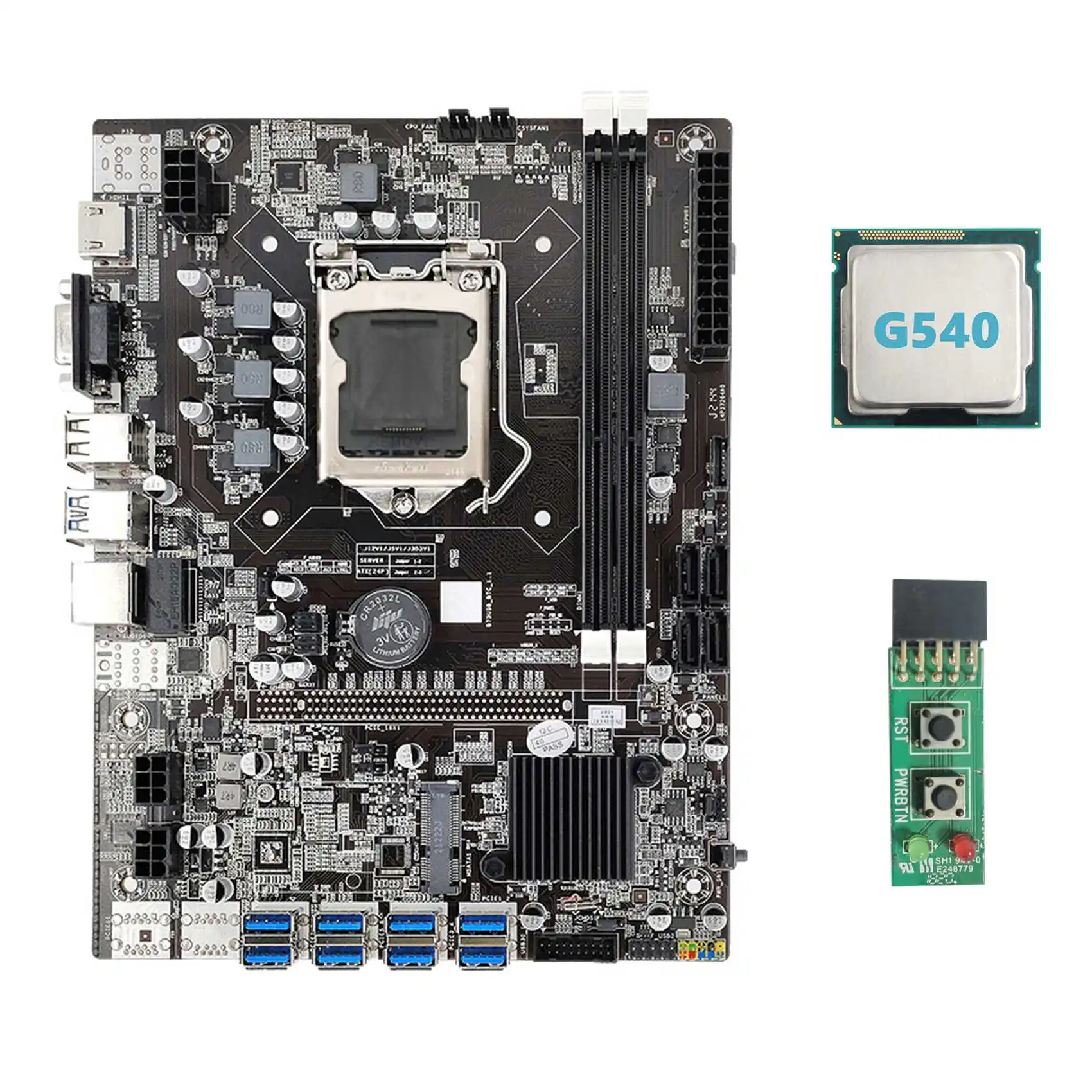 

Материнская плата B75 USB ETH для майнинга 8XUSB3.0 + G540 CPU + коммутационная плата LGA1155 DDR3 MSATA USB3.0 B75 USB BTC, материнская плата для майнинга