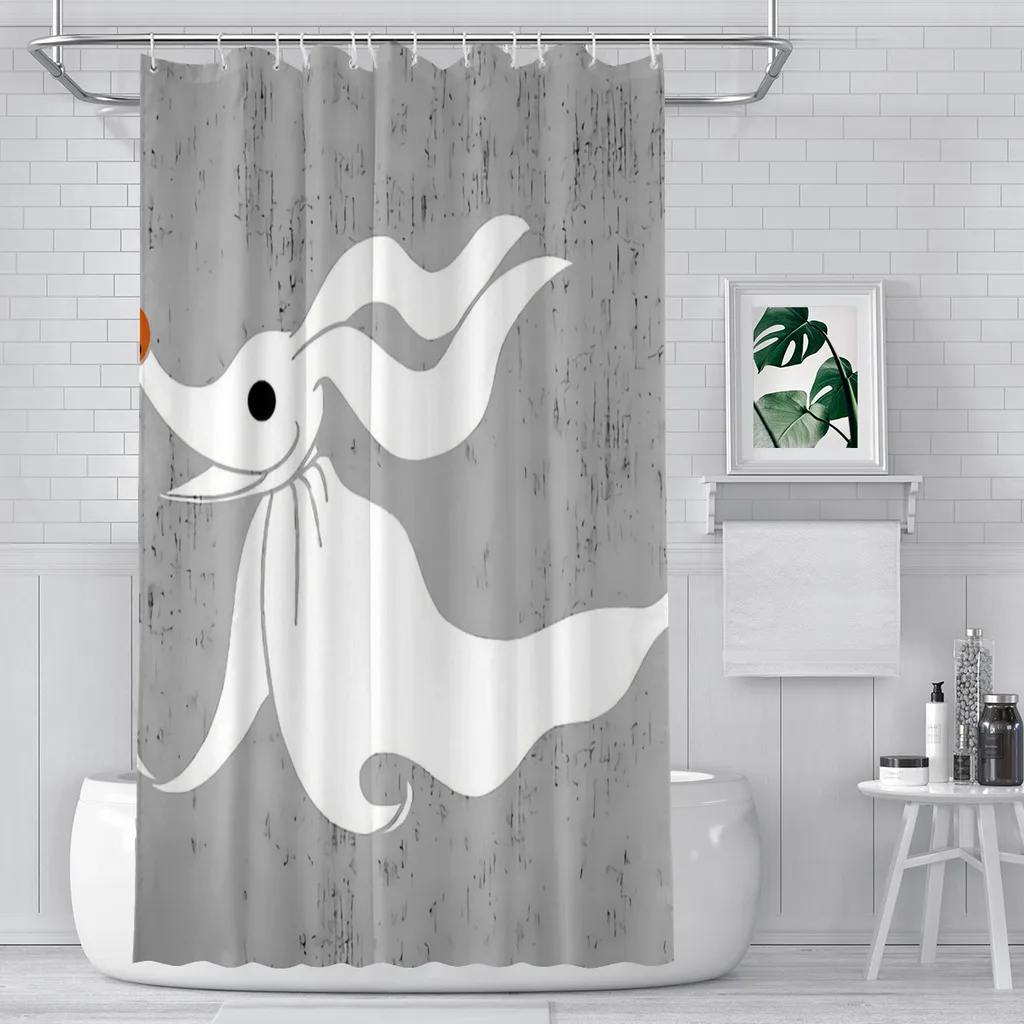 

Zero Skellington White Evil Finkelstein Ghost Bathroom Shower Curtains Dog Waterproof Partition Curtain Home Decor Accessories