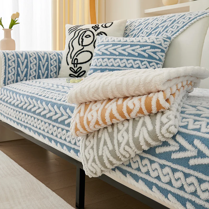 

Winter Warm Sofa Cover Flannel Sofa Cushion Towel Anti-slip Carpet For Living Room Decor Removable Couch Covers Home Textiles