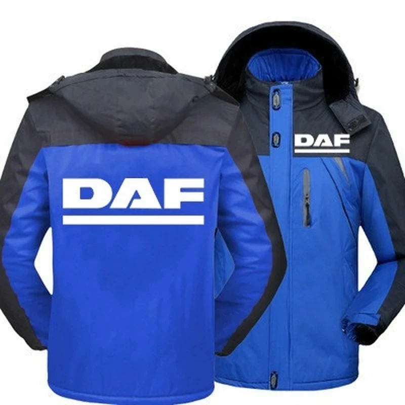 

2022 New Winter Men DAF Trucks Logo Jacket Thick Velvet Warm Coat Male Windproof Hooded Outwear Casual Mountaineering Overcoat