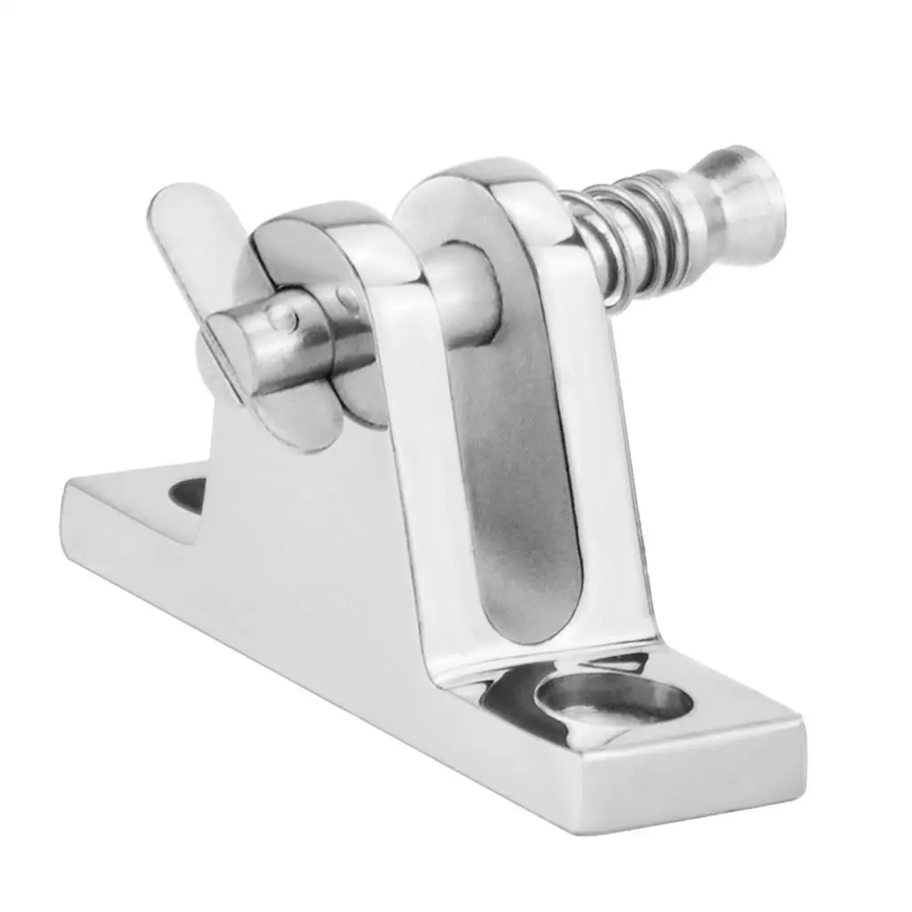

316 Marine-Grade Stainless Steel Polished 90° Boat Bimini Top Fitting Deck Hinge W/ Quick Release Pin