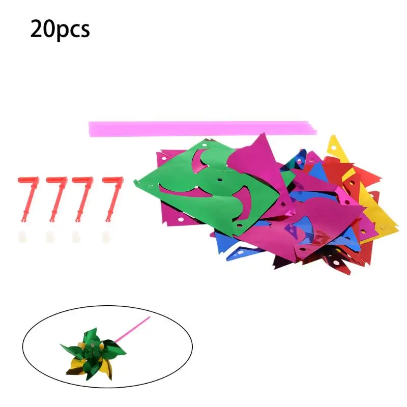 

20pcs Garden Pinwheel Plastic Windmills Easy Rotate Pin Wheels Boys Girls DIY Lawn Decoration Children Handhold Toys