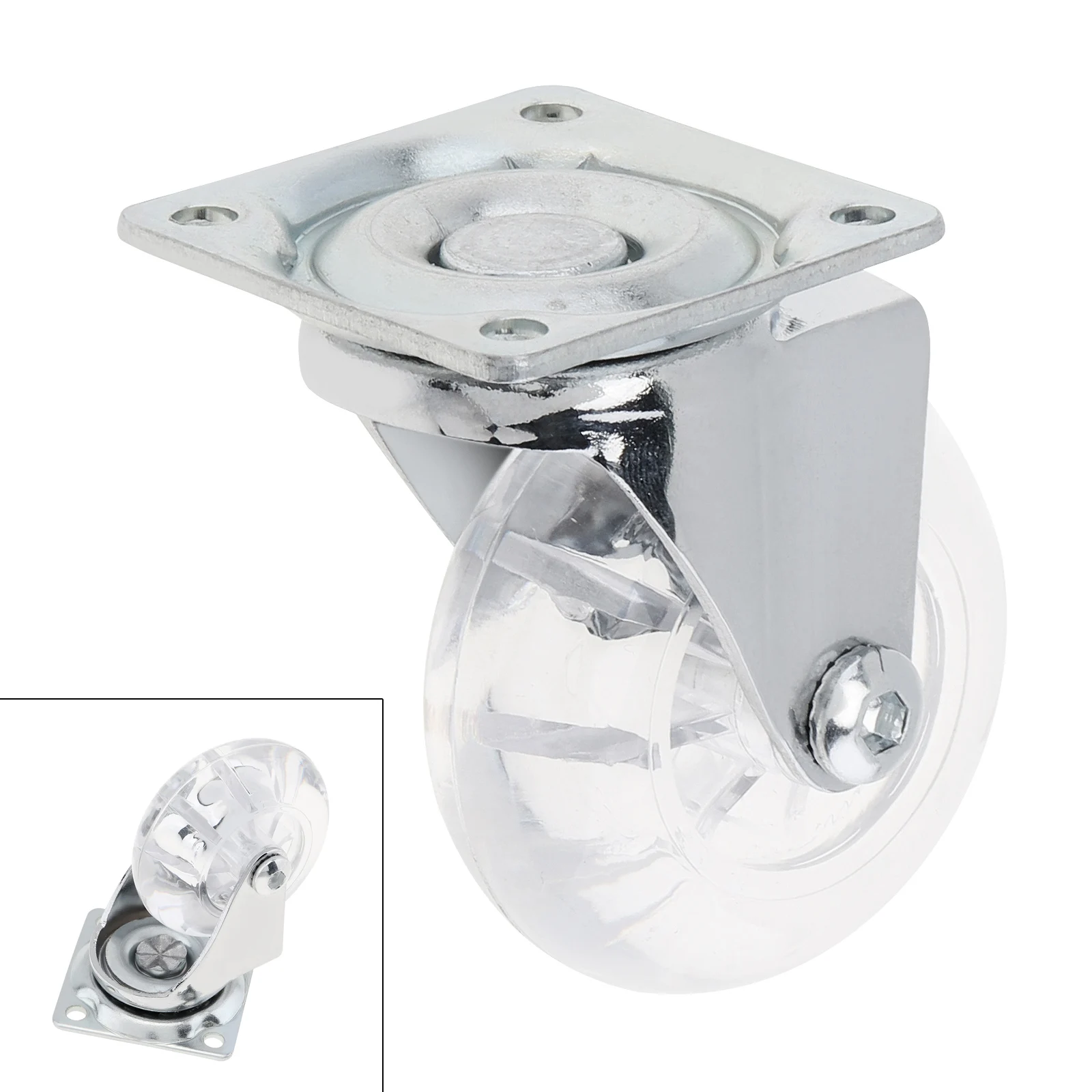 

2 Inch Casters Pu Transparent Universal Crystal Wheel with Brake No Noise Small Cart Industrial Wheel Office Chair Caster