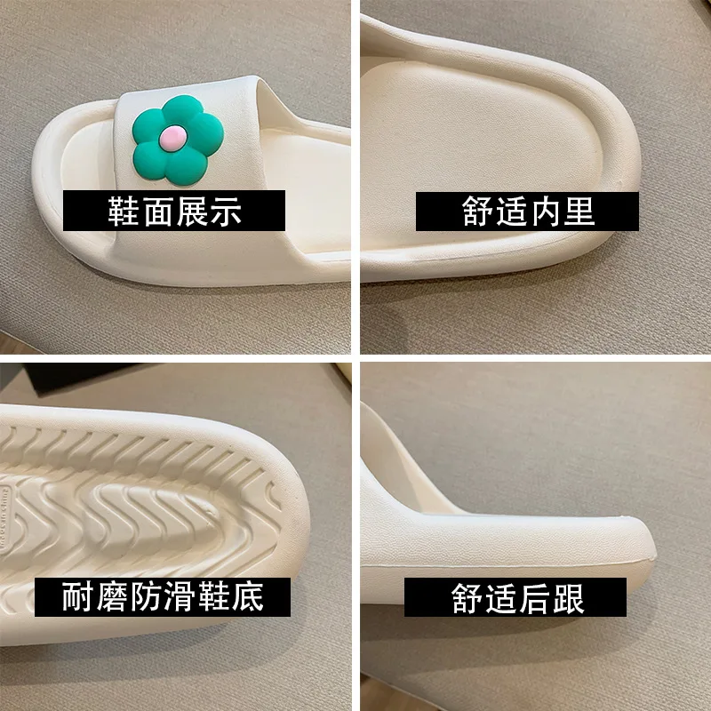 Summer Slippers 2023  Floral Home Bathroom Slippers Women's Summer Girl Atmosphere Beach EVA Comfort And Anti Slip Sandals