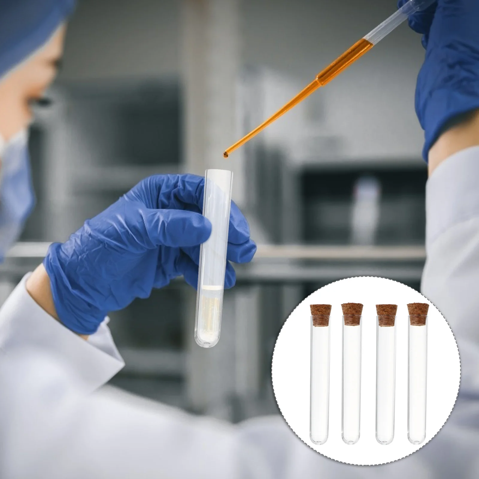 

35 Pcs Wooden Plug Test Tube Plastic Tubes Shot Glass Scientific Theme Party Decor Prop Stoppers Liquid Container Candy