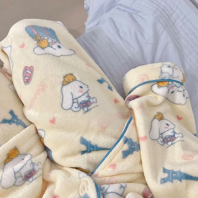 Пижамный комплект Sanrio Cinnamoroll Женский милая одежда для сна с мультяшным принтом