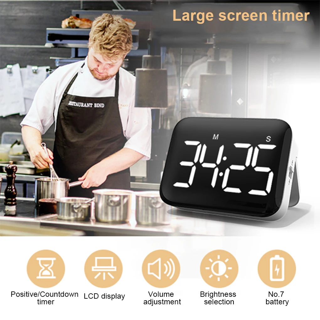

Cooking Grilling Digital Timer Studying LCD Countdown Alarm 99 Mintues 59 Seconds Battery Powered Kitchen Gadget
