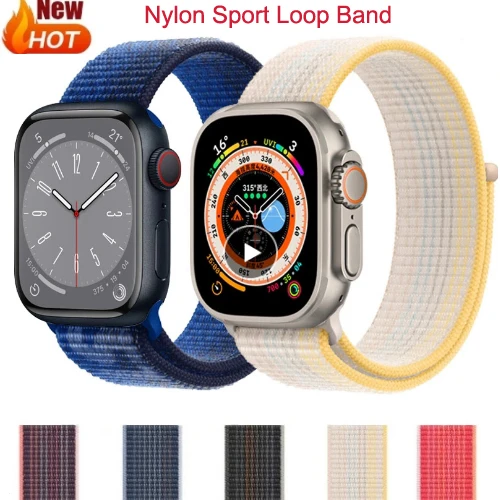 

Nylon Loop Strap For Apple Watch band 49mm 45mm 41mm 40mm 44mm correa Bracelet iWatch Series 8 7 6 4 5 SE 38mm 42mm Watchbands