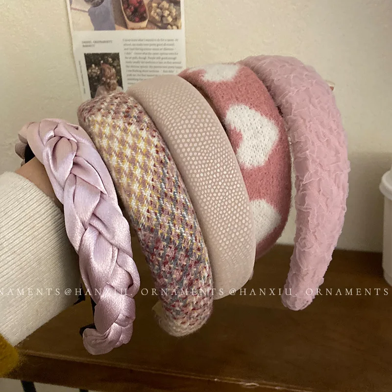 Повязка на голову в клетку японском и корейском стиле