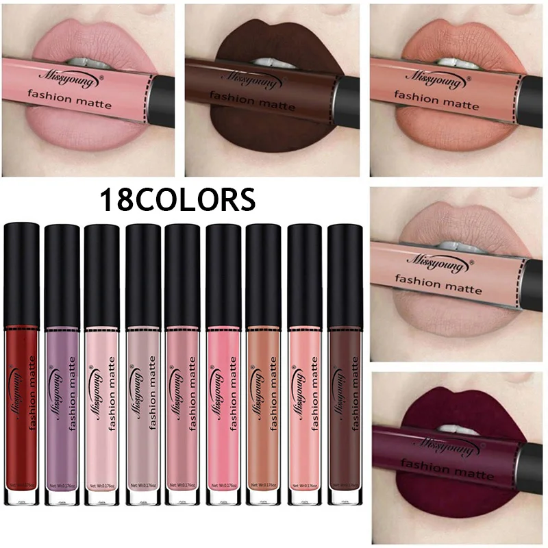 

Matte Velvet Lip Glaze Waterproof Lasting Moisturizing Lip Gloss Matte Non-stick Cup No Fading Lipstick Makeup Dark Color YZL1